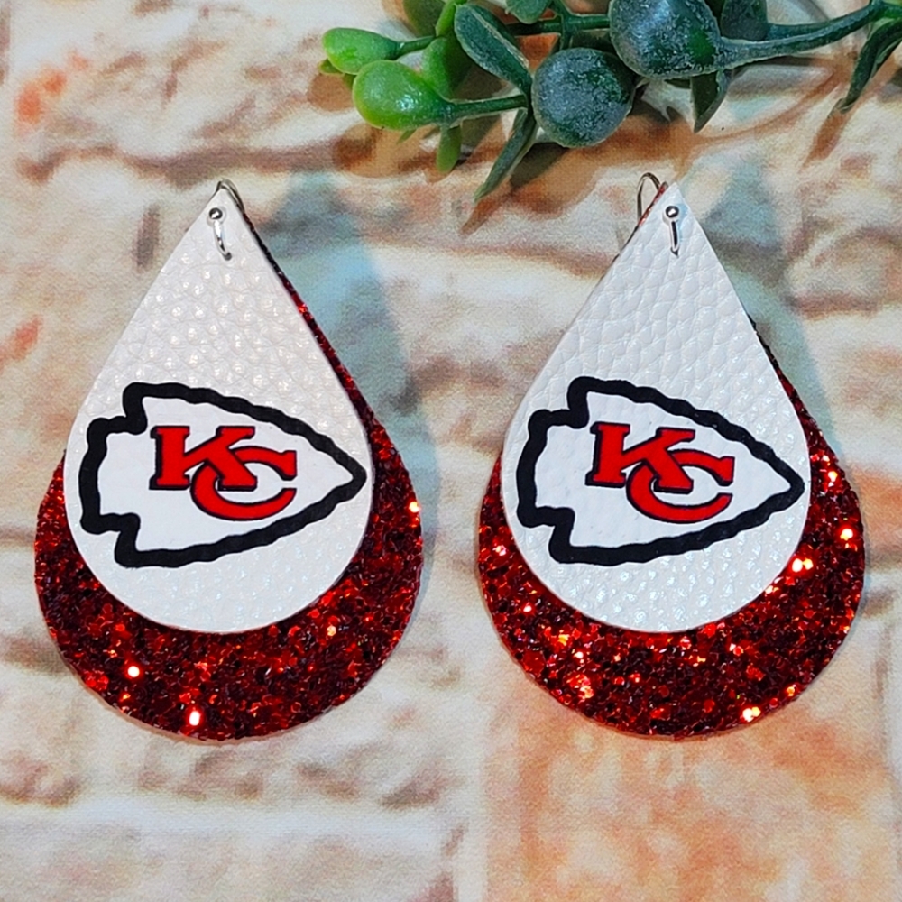 Kansas City Chefs faux leather earrings